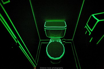 A Tron-themed washroom @ the Local Library - part of Sled Island Art by Steve Louie