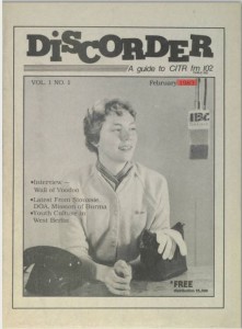 The very first issue of Discorder Magazine, published February 1983.