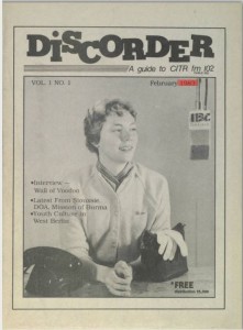 The very first issue of Discorder Magazine,  published February 1983. 