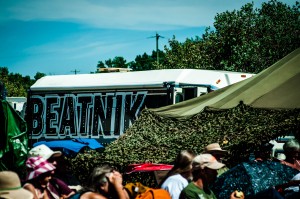 Peekaboo! View of the Beatnik Bus from in front of the East Stage || Photography by Luis E. Busca for Discorder Magazine