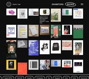 screen grab from the VABF 2020 website displaying a catalogue of all that is available from the exhibitors.